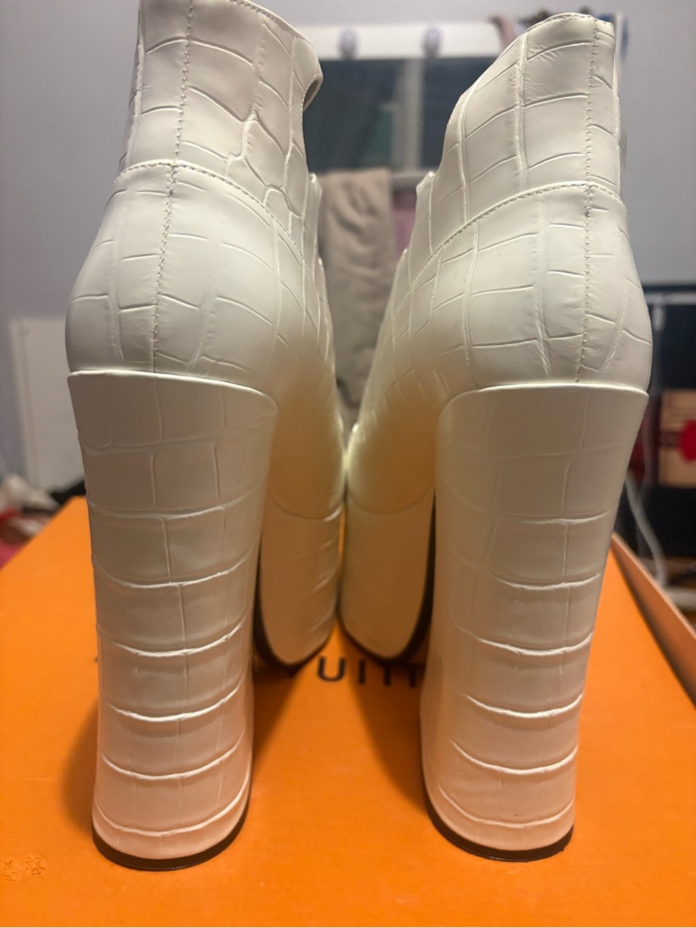 Women's White Platform Lace-Up Heels - Picture 3 of 3